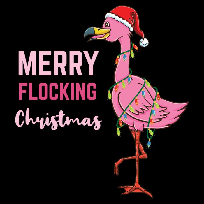 Merry Flocking Christmas Gift Drawstring Bag