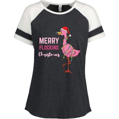 Merry Flocking Christmas Gift Enza Ladies Jersey Colorblock Tee