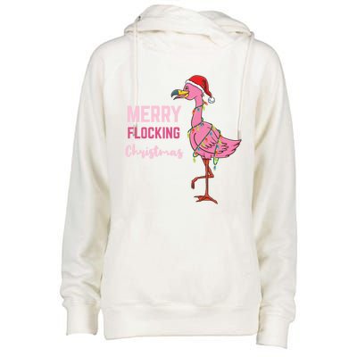 Merry Flocking Christmas Gift Womens Funnel Neck Pullover Hood