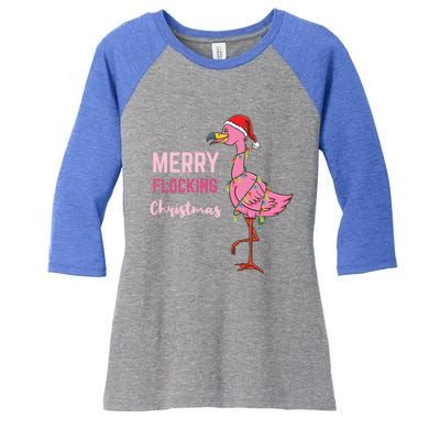 Merry Flocking Christmas Gift Women's Tri-Blend 3/4-Sleeve Raglan Shirt