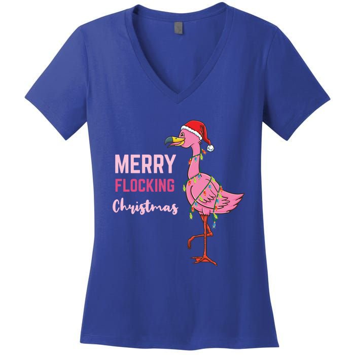 Merry Flocking Christmas Gift Women's V-Neck T-Shirt