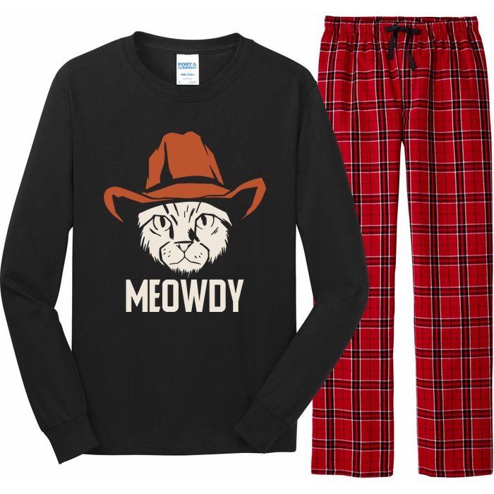 Meowdy Funny Cat Cowboy Long Sleeve Pajama Set