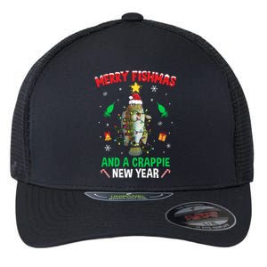 Merry Fishmas Crappie Christmas Tree Fishing Funny Xmas Gift Flexfit Unipanel Trucker Cap