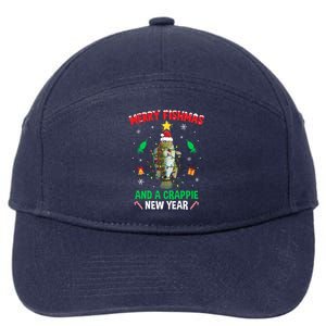 Merry Fishmas Crappie Christmas Tree Fishing Funny Xmas Gift 7-Panel Snapback Hat