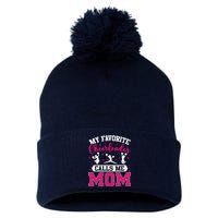 My Favorite Cheerleader Calls Me Mom Cheerleading Mother Day Pom Pom 12in Knit Beanie