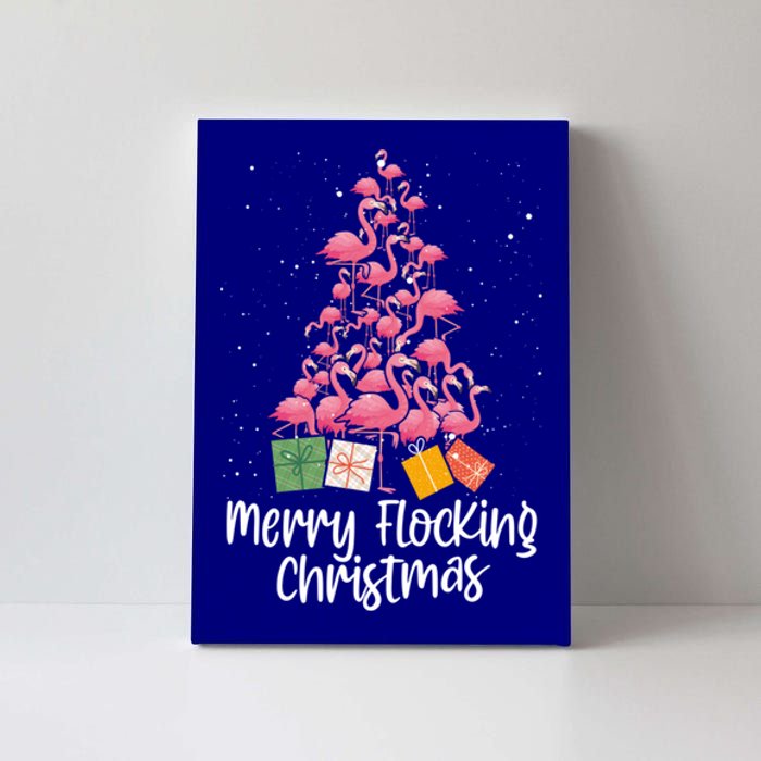 Merry Flocking Christmas Tree Flamingo Lover Wading Bird Great Gift Canvas