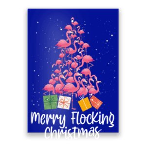 Merry Flocking Christmas Tree Flamingo Lover Wading Bird Great Gift Poster