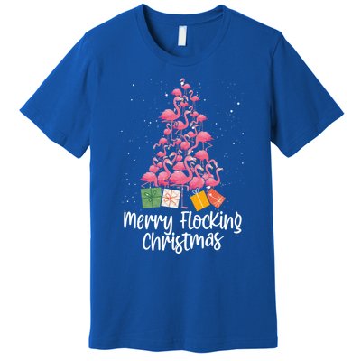 Merry Flocking Christmas Tree Flamingo Lover Wading Bird Great Gift Premium T-Shirt