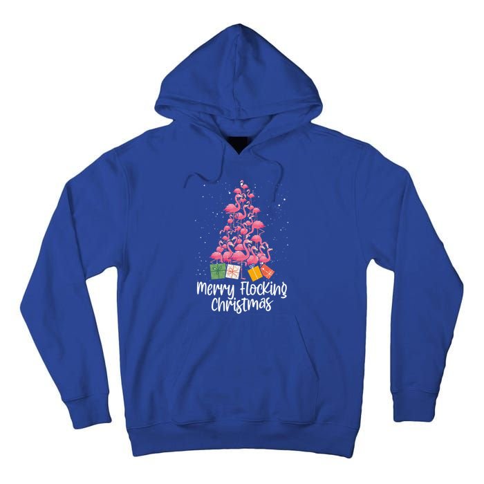 Merry Flocking Christmas Tree Flamingo Lover Wading Bird Great Gift Tall Hoodie