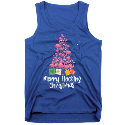 Merry Flocking Christmas Tree Flamingo Lover Wading Bird Great Gift Tank Top