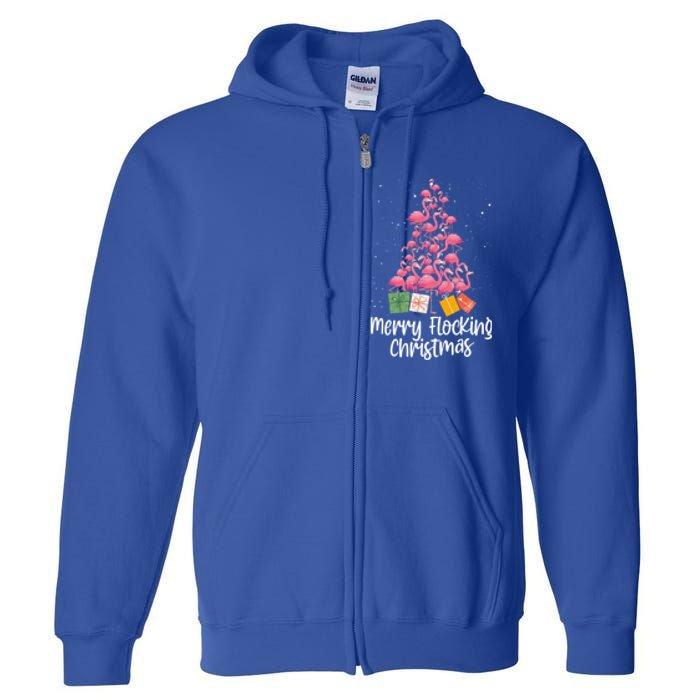 Merry Flocking Christmas Tree Flamingo Lover Wading Bird Great Gift Full Zip Hoodie