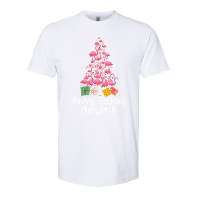 Merry Flocking Christmas Tree Flamingo Lover Wading Bird Great Gift Softstyle CVC T-Shirt