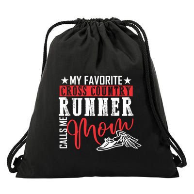 My Favorite Cross Country Runner Calls Me Mom Jogger Gift Cool Gift Drawstring Bag