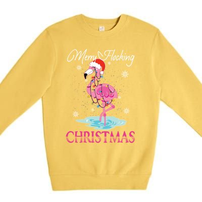 Merry Flocking Christmas Tropical Florida Flamingo Christmas Gift Premium Crewneck Sweatshirt