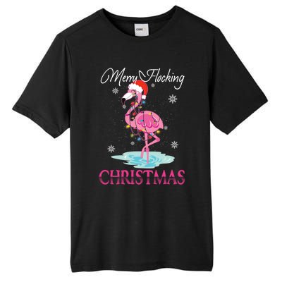 Merry Flocking Christmas Tropical Florida Flamingo Christmas Gift Tall Fusion ChromaSoft Performance T-Shirt