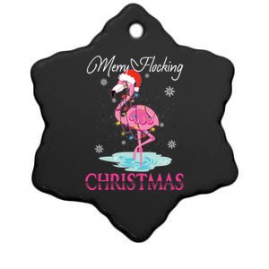 Merry Flocking Christmas Tropical Florida Flamingo Christmas Gift Ceramic Star Ornament