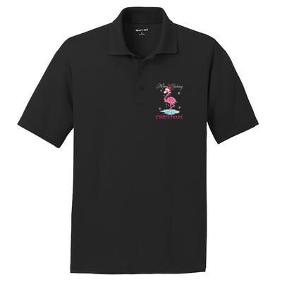 Merry Flocking Christmas Tropical Florida Flamingo Christmas Gift PosiCharge RacerMesh Polo