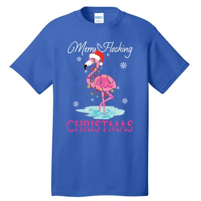 Merry Flocking Christmas Tropical Florida Flamingo Christmas Gift Tall T-Shirt