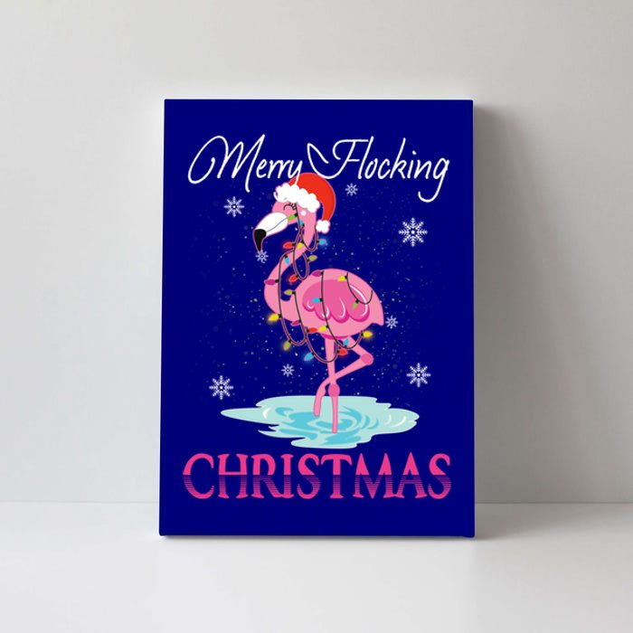 Merry Flocking Christmas Tropical Florida Flamingo Christmas Gift Canvas