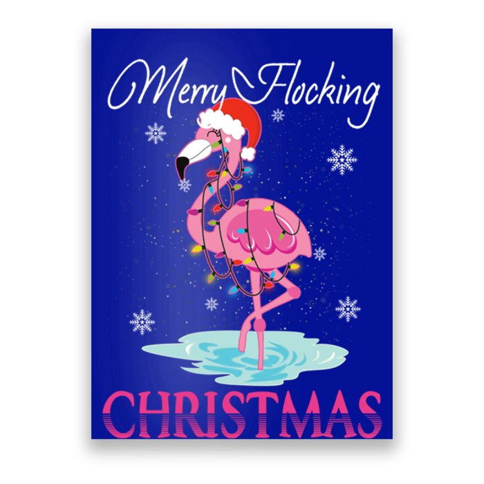 Merry Flocking Christmas Tropical Florida Flamingo Christmas Gift Poster