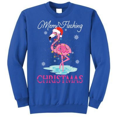 Merry Flocking Christmas Tropical Florida Flamingo Christmas Gift Tall Sweatshirt