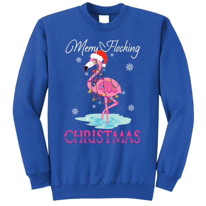 Merry Flocking Christmas Tropical Florida Flamingo Christmas Gift Tall Sweatshirt