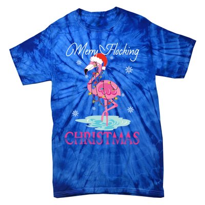 Merry Flocking Christmas Tropical Florida Flamingo Christmas Gift Tie-Dye T-Shirt