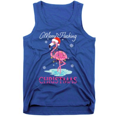 Merry Flocking Christmas Tropical Florida Flamingo Christmas Gift Tank Top