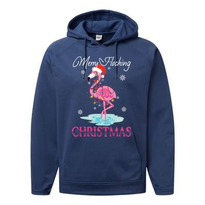 Merry Flocking Christmas Tropical Florida Flamingo Christmas Gift Performance Fleece Hoodie