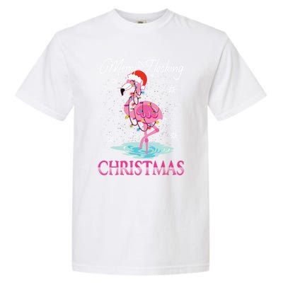 Merry Flocking Christmas Tropical Florida Flamingo Christmas Gift Garment-Dyed Heavyweight T-Shirt