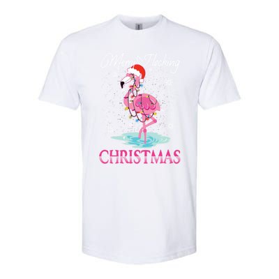 Merry Flocking Christmas Tropical Florida Flamingo Christmas Gift Softstyle CVC T-Shirt