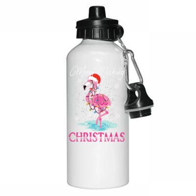 Merry Flocking Christmas Tropical Florida Flamingo Christmas Gift Aluminum Water Bottle 