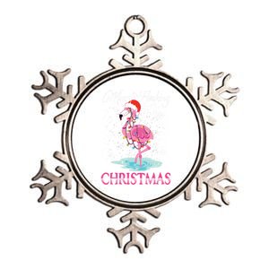 Merry Flocking Christmas Tropical Florida Flamingo Christmas Gift Metallic Star Ornament