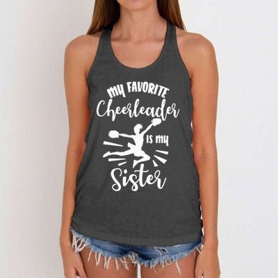 My Favorite Cheerleader Is My Sister Cheerleading Team Squad Women's Knotted Racerback Tank