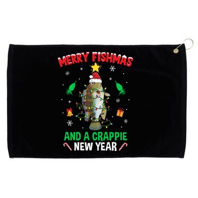 Merry Fishmas Crappie Christmas Tree Fishing Funny Xmas Cool Gift Grommeted Golf Towel