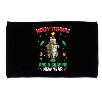 Merry Fishmas Crappie Christmas Tree Fishing Funny Xmas Cool Gift Microfiber Hand Towel