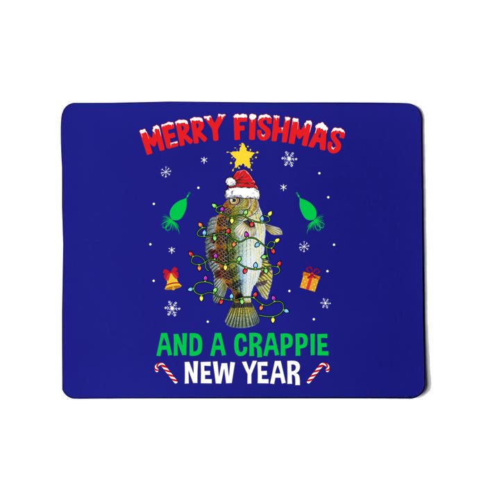 Merry Fishmas Crappie Christmas Tree Fishing Funny Xmas Cool Gift Mousepad