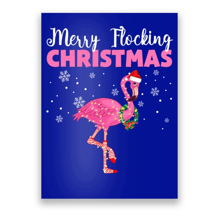 Merry Flocking Christmas Tropical Florida Flamingo Christmas Gift Poster