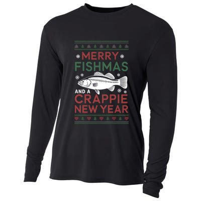 Merry Fishmas Crappie New Year Fishing Christmas Gift Cooling Performance Long Sleeve Crew