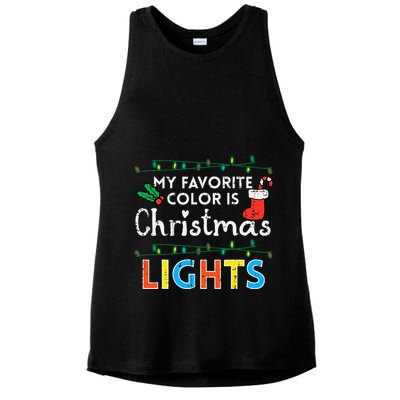 My Favorite Color Is Christmas Lights Xmas Holidays Ladies PosiCharge Tri-Blend Wicking Tank