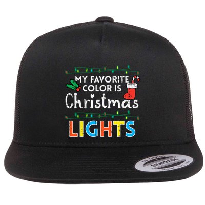 My Favorite Color Is Christmas Lights Xmas Holidays Flatbill Hat