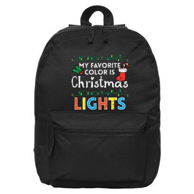 My Favorite Color Is Christmas Lights Xmas Holidays 16 in Basic Backpack