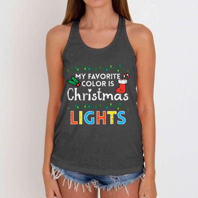 My Favorite Color Is Christmas Lights Xmas Holidays Women's Knotted Racerback Tank