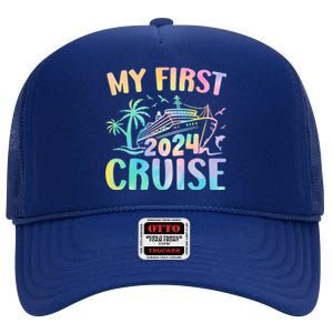 My First Cruise 2024 Vacation Cruise Ship High Crown Mesh Back Trucker Hat