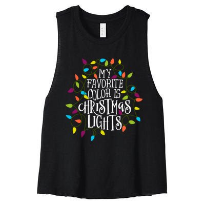 My Favorite Color Is Christmas Lights Women's Racerback Cropped Tank