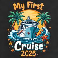 My First Cruise 2025 Family Vacation Group Cruising Funny Gift 7 Panel Mesh Trucker Snapback Hat