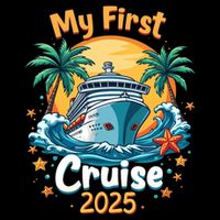 My First Cruise 2025 Family Vacation Group Cruising Funny Gift Flat Bill Trucker Hat