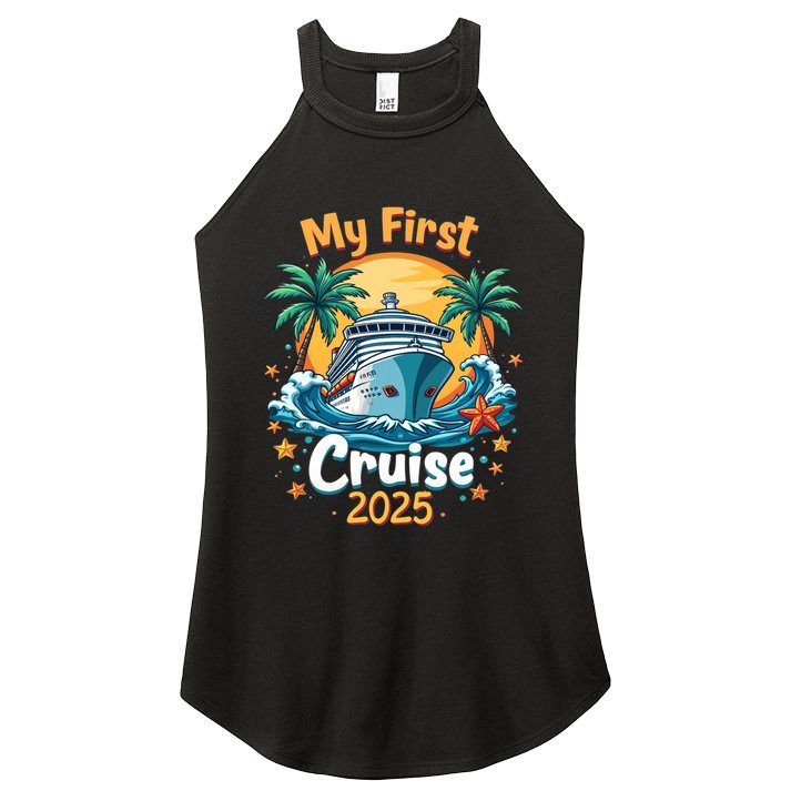 My First Cruise 2025 Family Vacation Group Cruising Funny Gift Women's Perfect Tri Rocker Tank