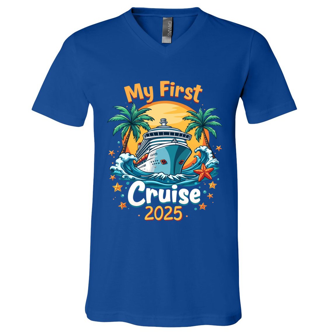 My First Cruise 2025 Family Vacation Group Cruising Funny Gift V-Neck T-Shirt