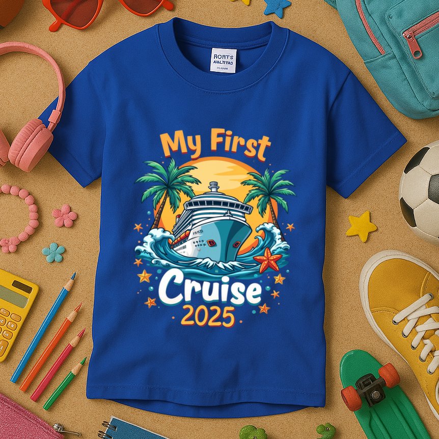 My First Cruise 2025 Family Vacation Group Cruising Funny Gift Kids T-Shirt